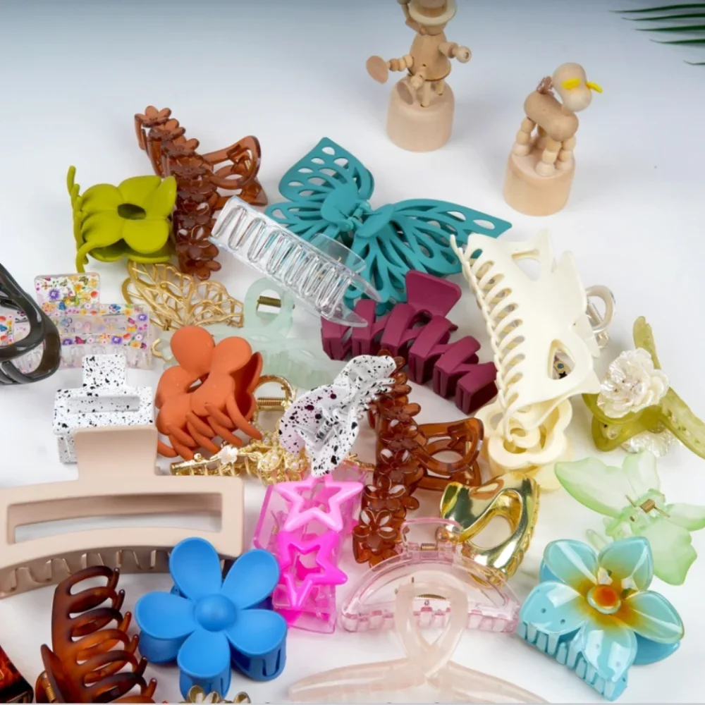 DS In Stock Low Price Clearance Summer Flower Square Hair Claw Plastic Claw Clip Crab Hair Clip for Women Girls Hair Accessories