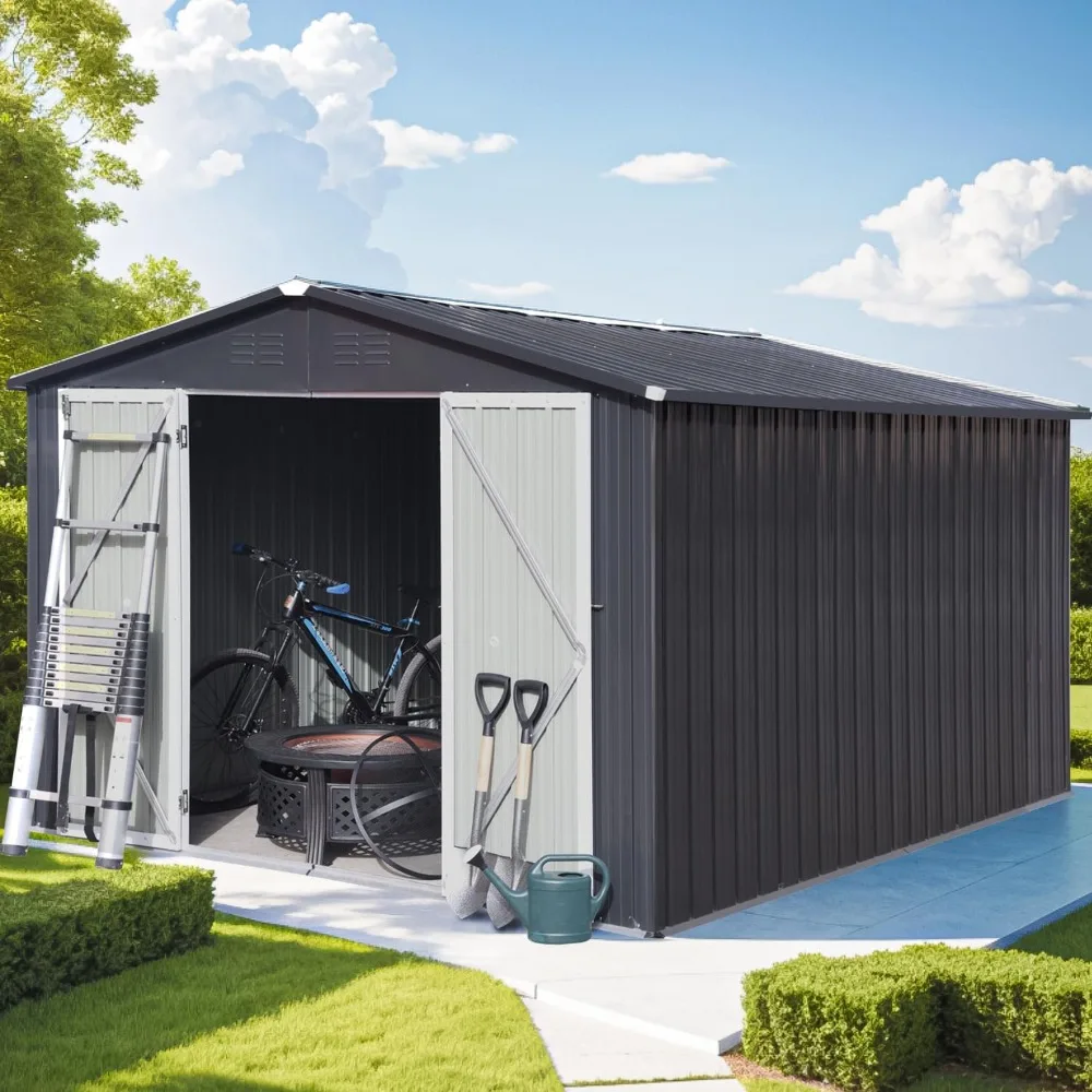 

8x10 FT Metal Outside Sheds & Outdoor Storage,Outdoor Storage Shed,Galvanized Steel, Tool Shed with Lockable Door