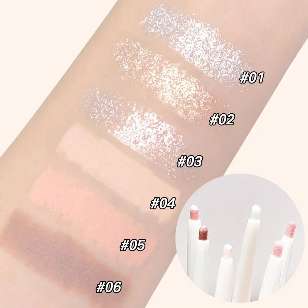 Matte Pink Tea Brown Liegender Seidenraupen-Eyeliner-Stift, natürlicher, aufhellender Glitzer-Augen-Schattenstift, Schimmerkleber, Eyeliner-Kosmetik