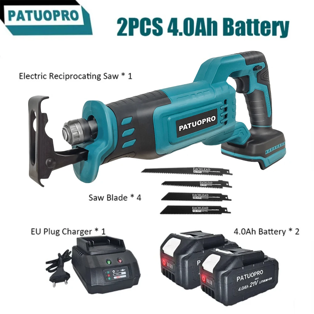 

Cordless Brushless Reciprocating Saw Wood Metal PVC Pipe Cutting Power Tool With 4pcs Saw Blades For Makita 18V Battery