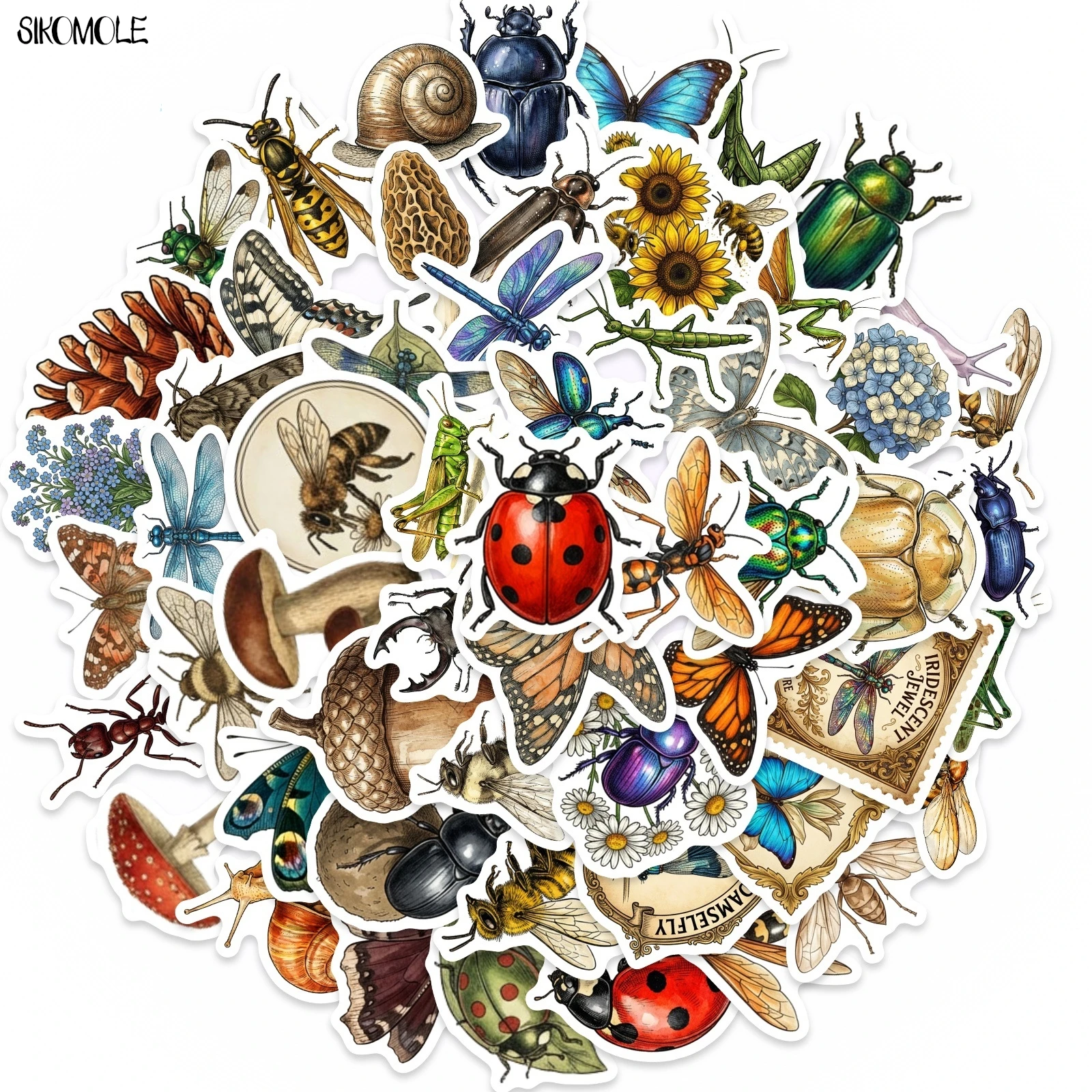 

10/30/50PCS Cartoon Realistic Insect Forest Stickers Book DIY Skateboard Toy Guitar Luggage Suitcase Decoration Graffiti Sticker