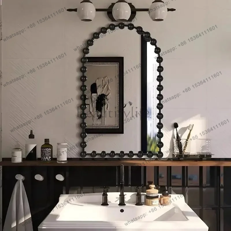 LXToilet bathroom mirror wall-mounted non-punching small apartment toilet toilet cosmetic mirror with rackSSS