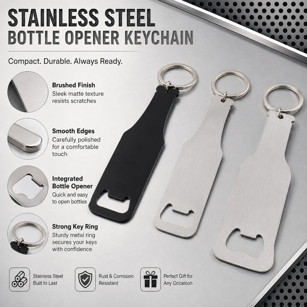 Custom Engraved Stainless Steel Bottle Opener Personalized Beer Opener Keyring,Gift for Men Women, Blank Surface for DIY Text view 6