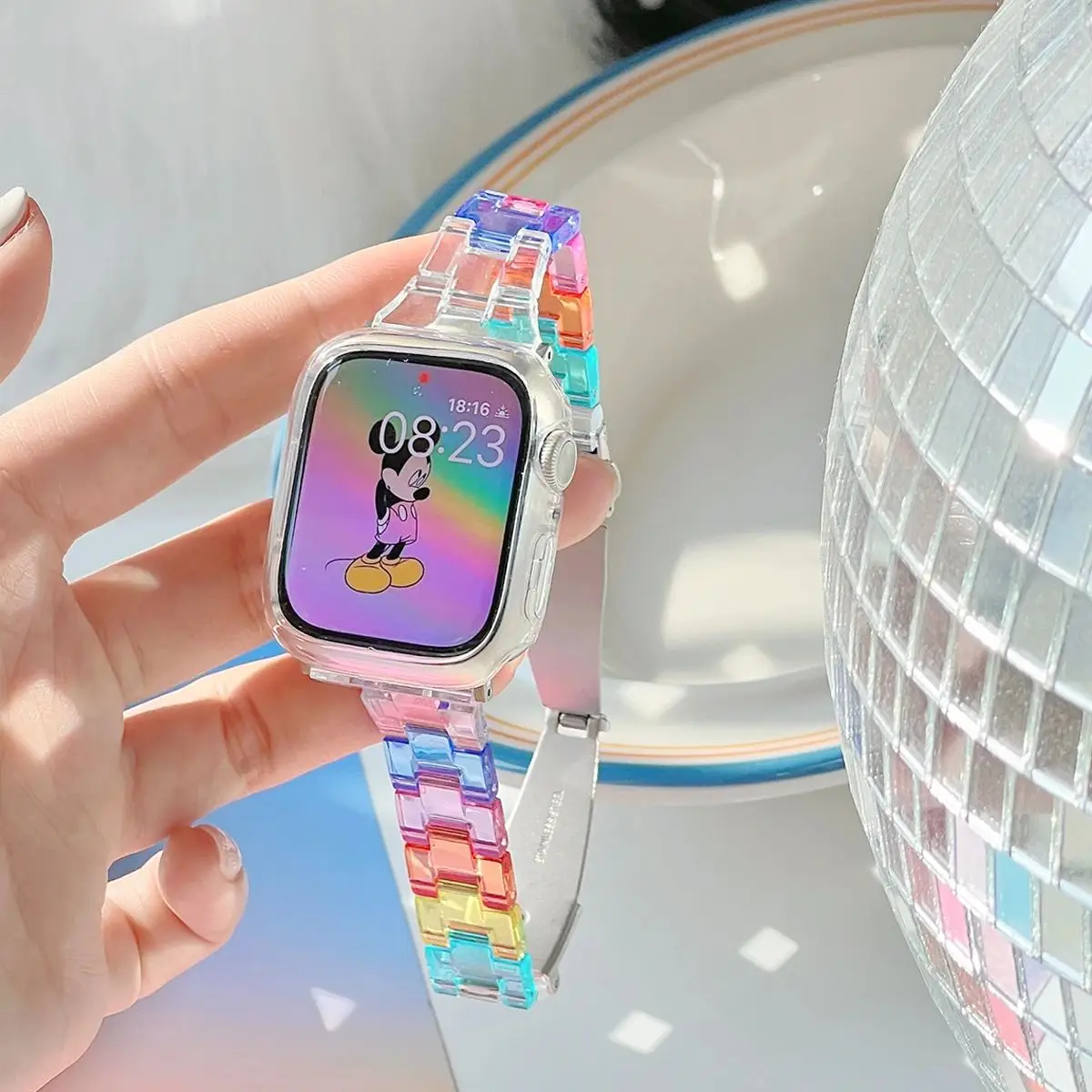 

Candy Rainbow Band Suitable for Apple Watch Band 9/8/7 65SE42/38/44/40/45/49MM Smart Watch Ring iWatch Ultra Replacement Bracele