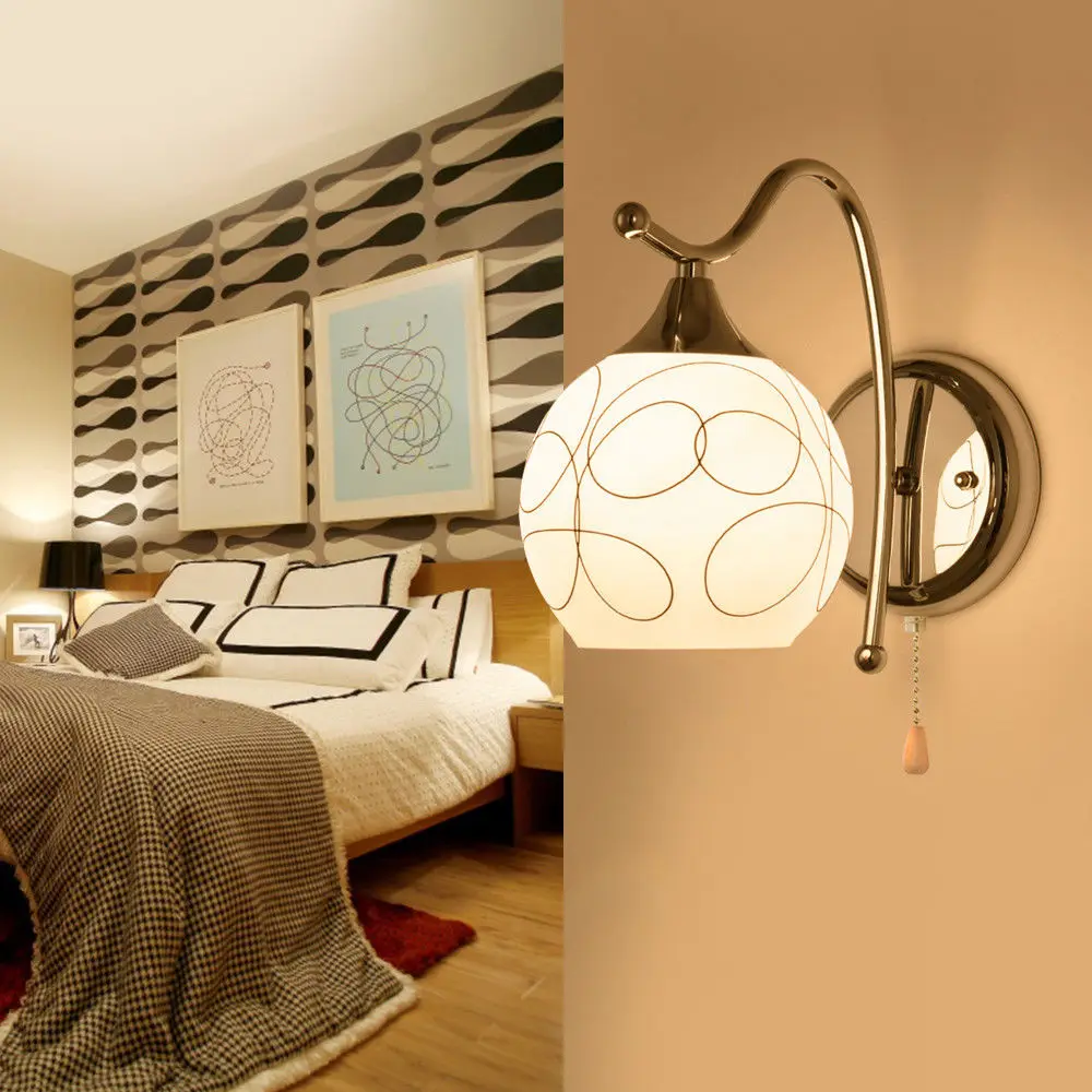 Lámpara Led moderna de cristal para pared, accesorio de iluminación con interruptor para pasillo, porche y dormitorio