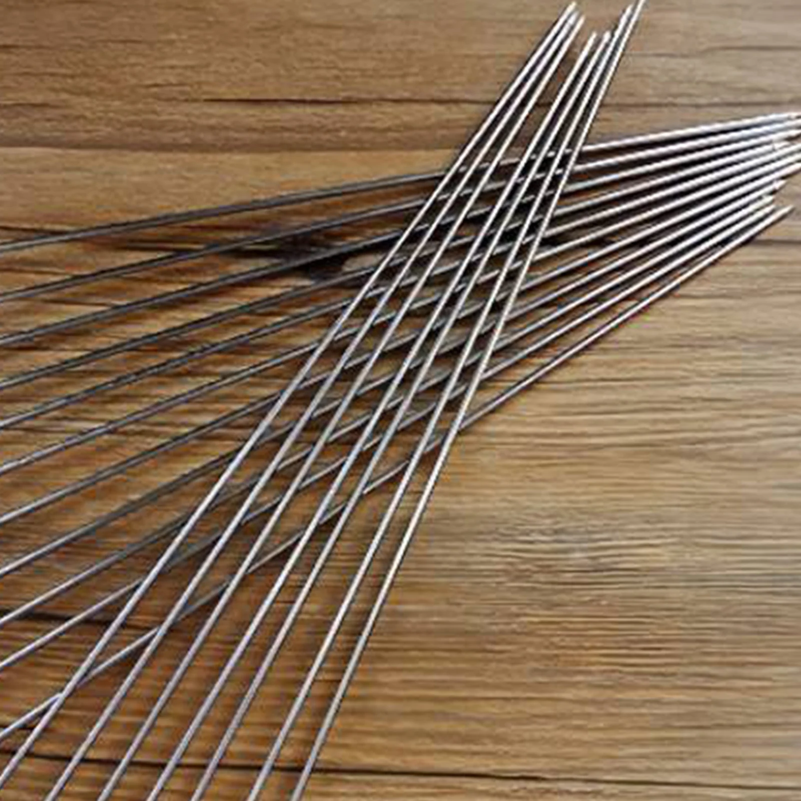 10pcs Reusable Forks Barbecue Skewer with Wooden Handles Humanized Pointed Head Suitable for Outdoor Activities