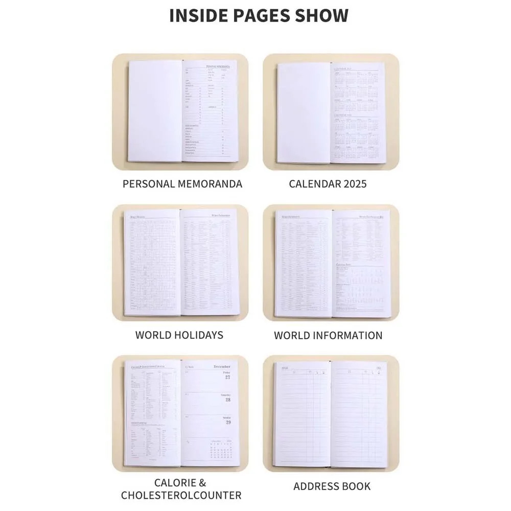 Solid Color 2025 Planner Notebook Time Organizer Daily Planner Reminder A6 Planner Notepad Efficiency PU Textured