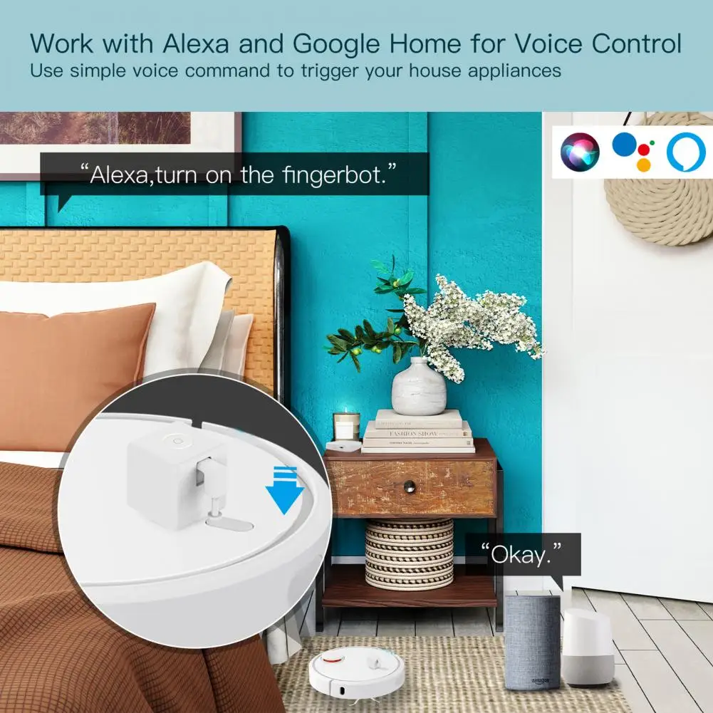 Fingerbot Switch APP Controle Remoto, Controle de Voz, Nomeação Agendada, Compatível com Bluetooth, Dedo Robot para Casa