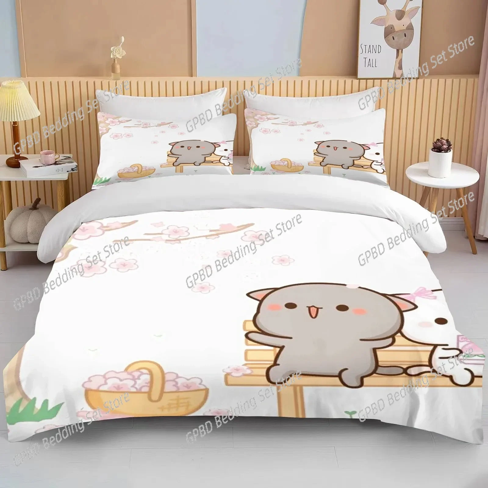 Bubu Dudu Cartoon Cute Bear Kawaii Christmas 3D Bedding Set Duvet Cover Pillowcases Single Twin Full Queen King Size Home Decor
