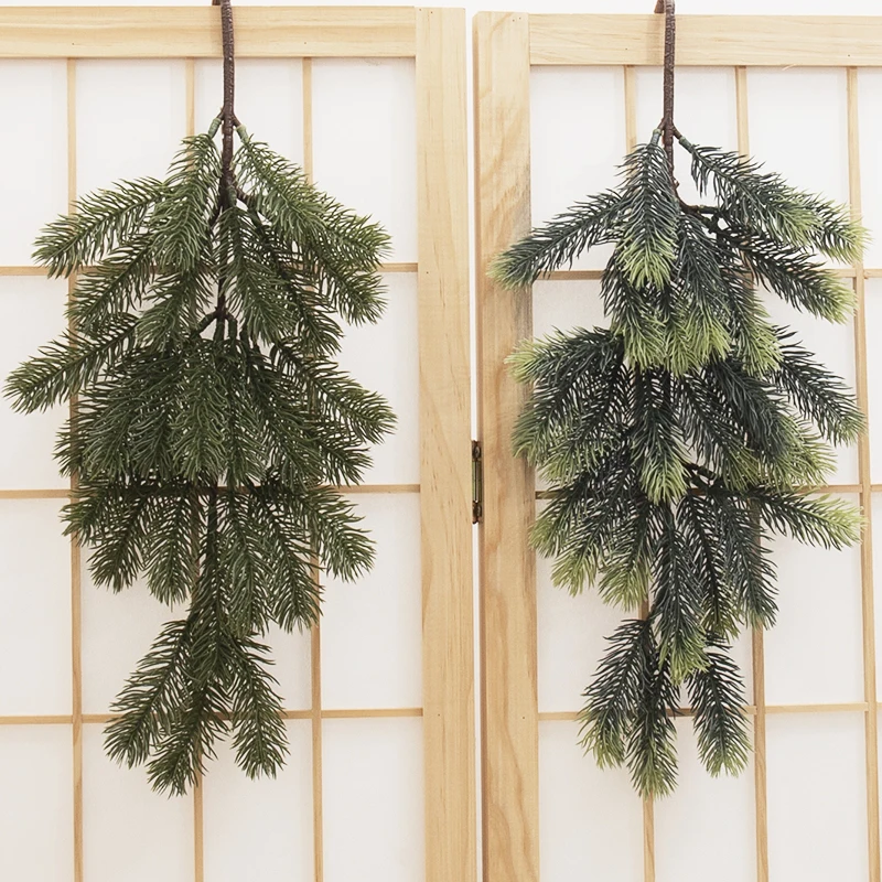 Plastic Artificial Hanging Wall Plant Pine Tree Branch Home Party Wedding Christmas New Year DIY Decor Xmas Tree Accessory Cheap