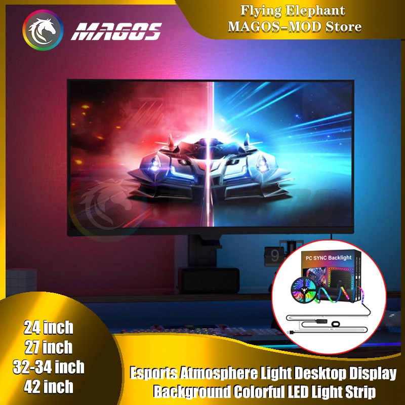 

Световой пояс для экрана SYNC компьютера, ПК, E-Sport Gamer, атмосферное освещение для живых соревнований, светодиодный фон для настольного дисплея