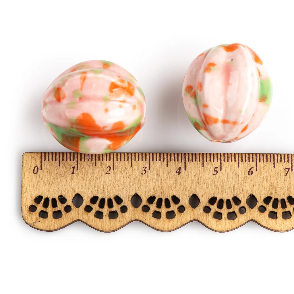 30#2pcs High-quality Big Pink Egg Ceramic Beads Pendant Porcelain Jewelry Making For Necklace Bracelet #XN165