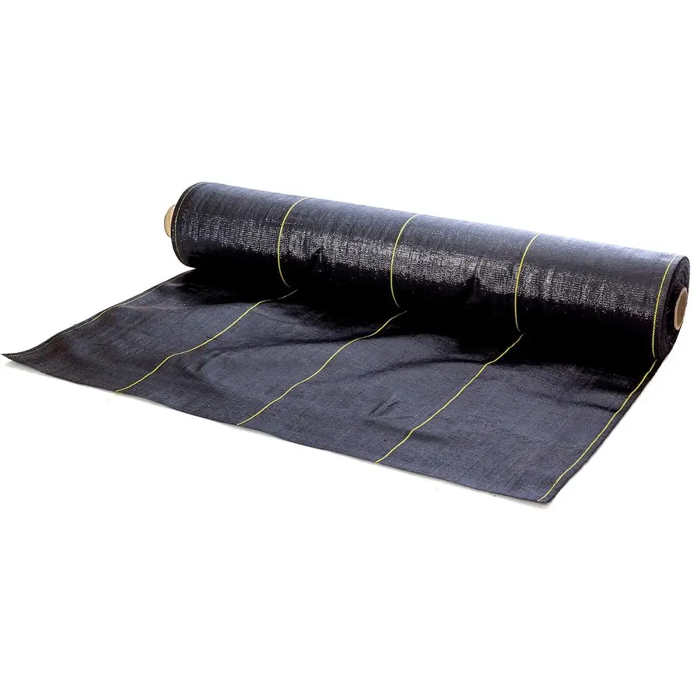6ft x 300ft UV Protected Polypropylene Heavy Duty Landscaping Soil and Weed Barrier with Grid Strips - Geotextile Fabric for Gar
