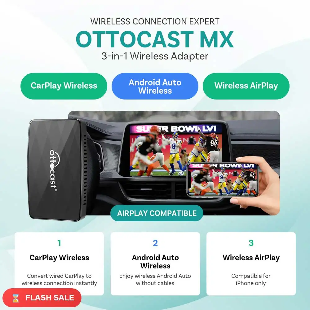 

OTTOCAST MX Wireless Android Auto Box Portable CarPlay Wireless Dongle for AirPlay Car Adapter Accessories WiFi BT Auto Connect