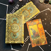 Creative Gold PET Tarot Cards Gorgeous Divinative Board Games Waterproof Astrological Oracle Deck With Guidebook