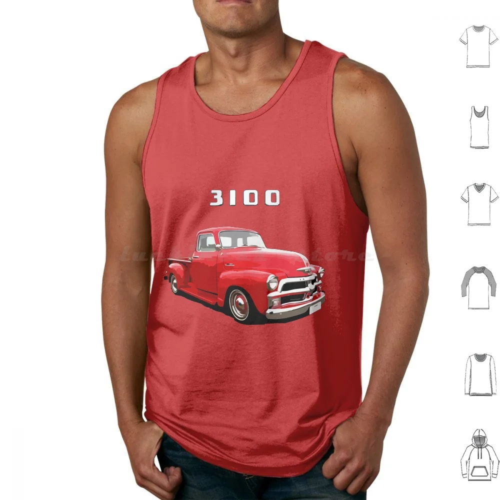 Red Chevy 3100 Antique Pickup Truck Tank Tops Print Cotton Vintage Chevy Pickup Truck Chevy Pickup Chevy Truck