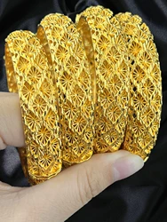 ANIID Dubai Wedding Bangles Ethiopian Jewelry 24K Gold Color Africa Bracelets Women Arab Birthday Jewelry