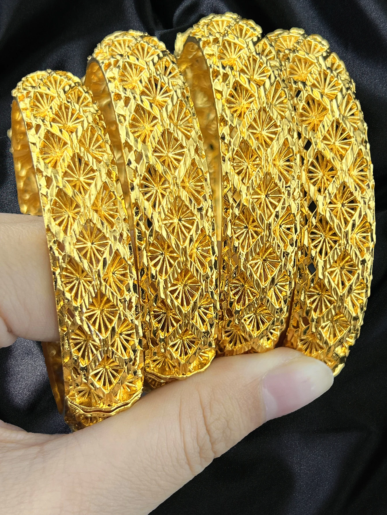ANIID Dubai Wedding Bangles Ethiopian Jewelry 24K Gold Color Africa Bracelets Women Arab Birthday Jewelry