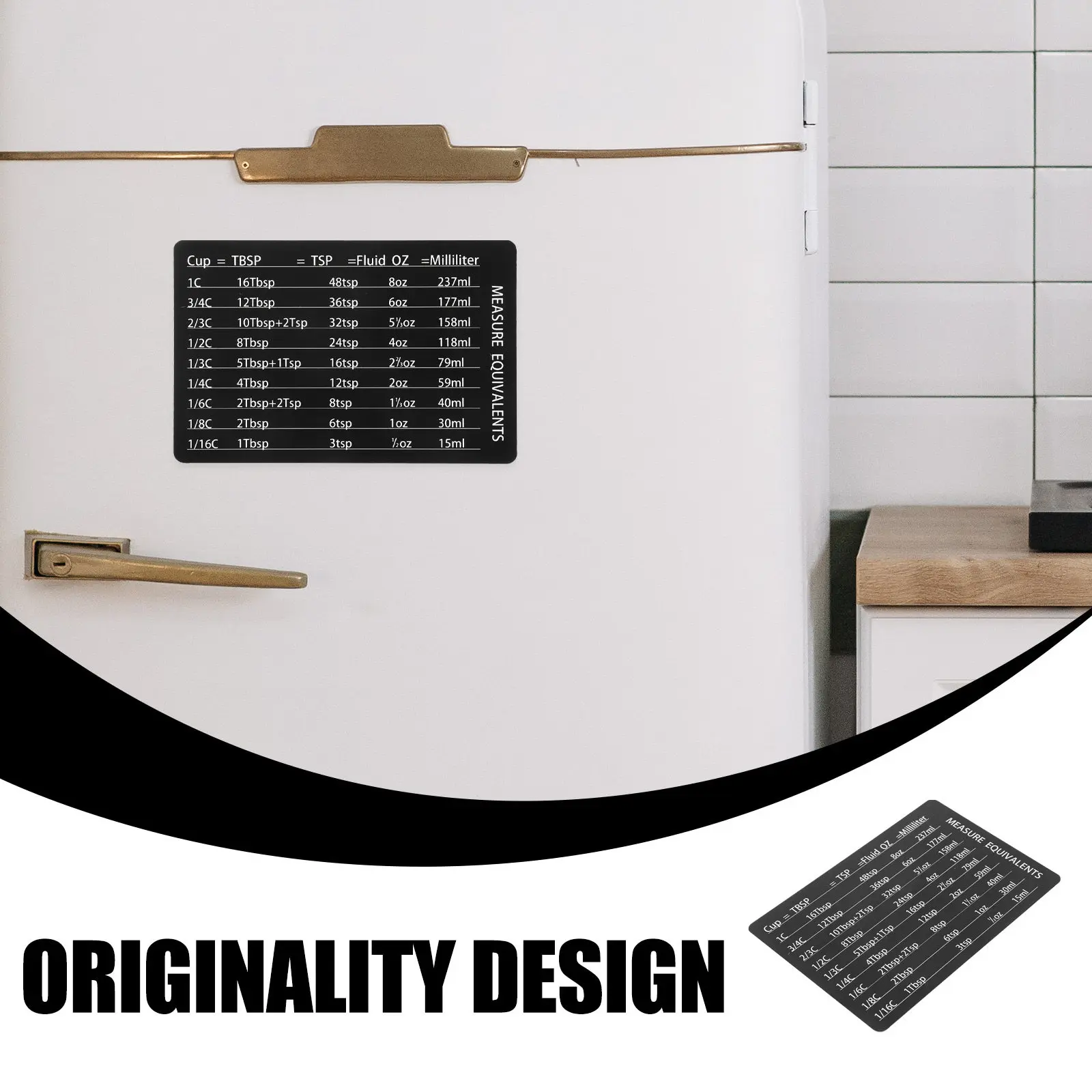 PVC Magnetic Kitchen Conversion Chart Engraved Measurement Chart for Cooking Baking Refrigerator Magnet Measure Chart.