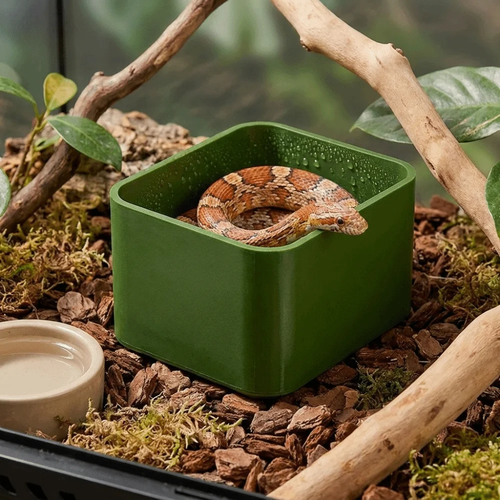 3D Printed Climbing Pet Peeling Wet Box Stable Plastic Reptile Terrarium Decor with Cover Reptile Humid Hide Reptile Use