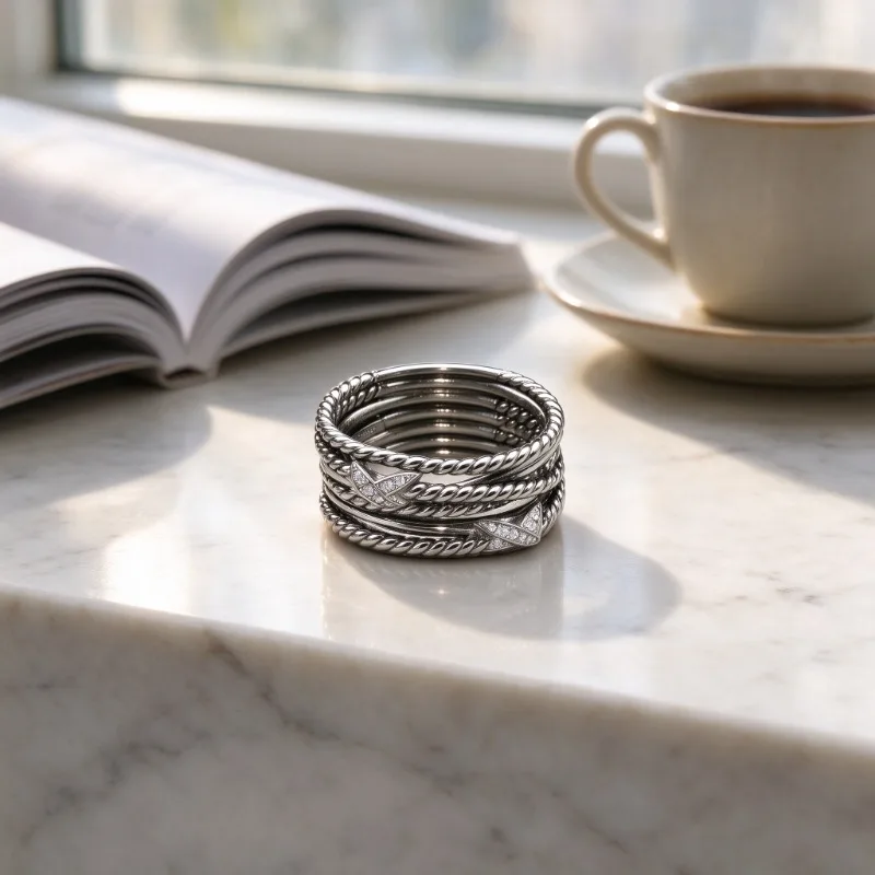 Women Minimal Spiral Twist Rope Finger Ring Classic Twisted Cable Stacking Ring Anti-fade Metal Fashion Jewelry Gift for Anniversary Wedding Party