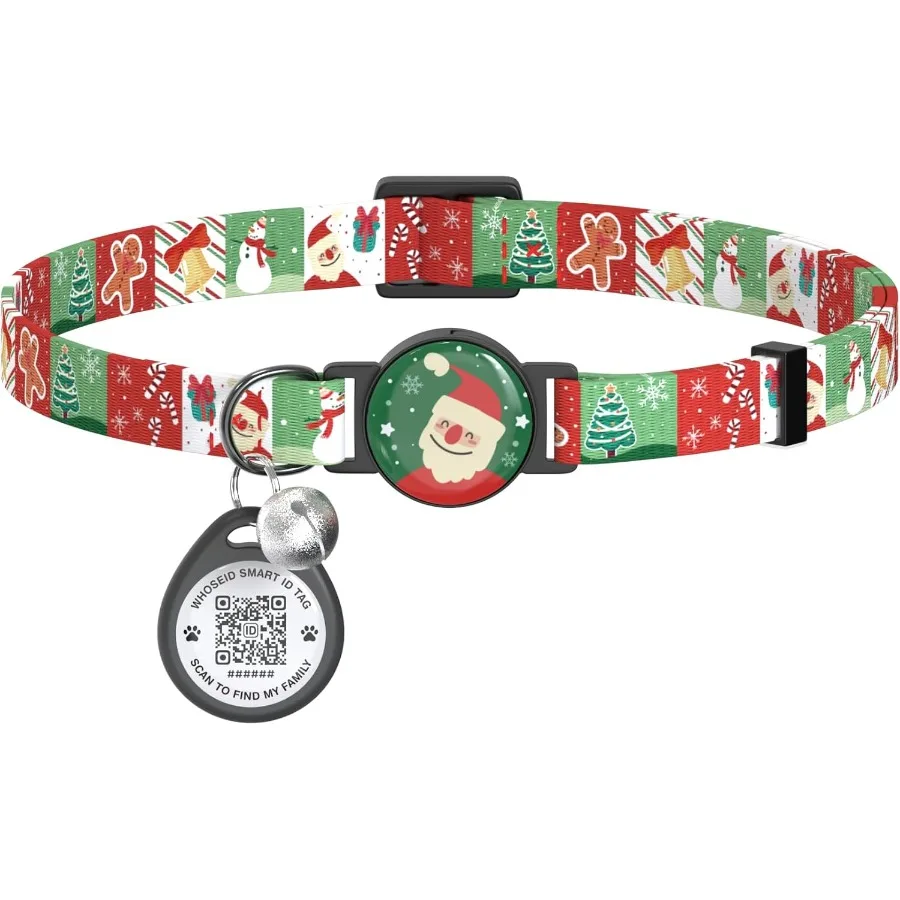 Collar de gato de Navidad con colgantes bonitos y collares de gato separables regalos de gato de Navidad para Navidad AntiLost Qr Code Tag Cat Coll