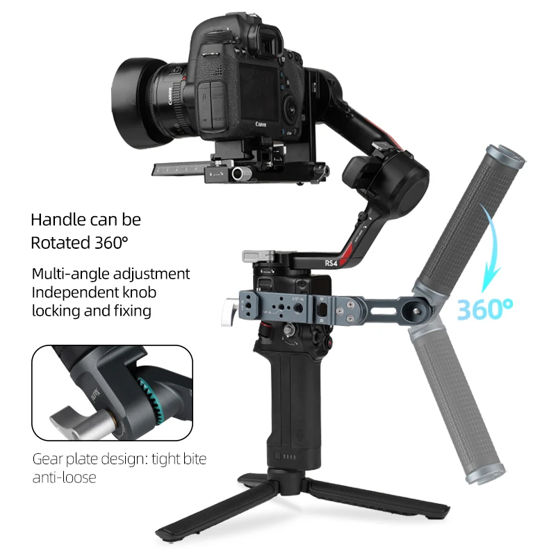 XILETU Universal Joint Sling Handle w NATO Clamp Cold Shoe with DJI RSC2/RS3/RS3 Mini/RS3 PRO/RS4/RS4 PRO Handheld Stabilizer