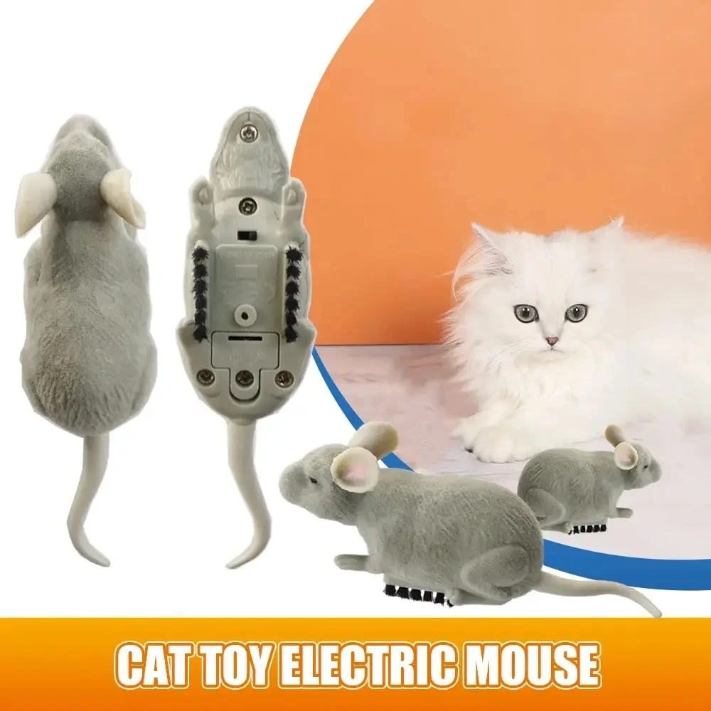 

Electric Mouse Toys for Cat Play, Automatic Escape Robot, Vibration Crawling, Battery Operated Plush Mouse,