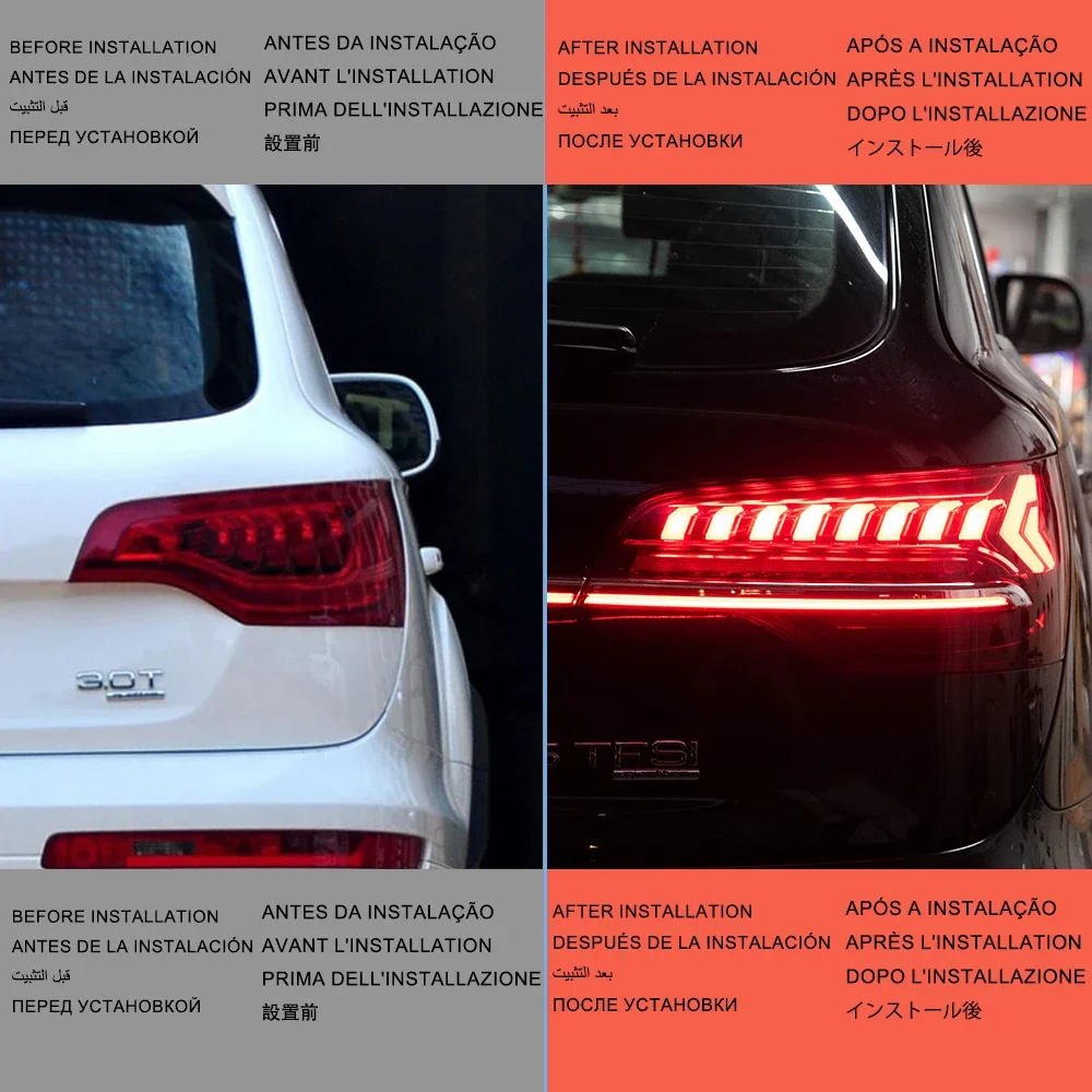 Auto Rear Back Lamps For Q7 2006-2015 Upgrade 2023 LED Car Taillight Assembly Through Back Light Dynamic Flowing Rear Tail Lamp