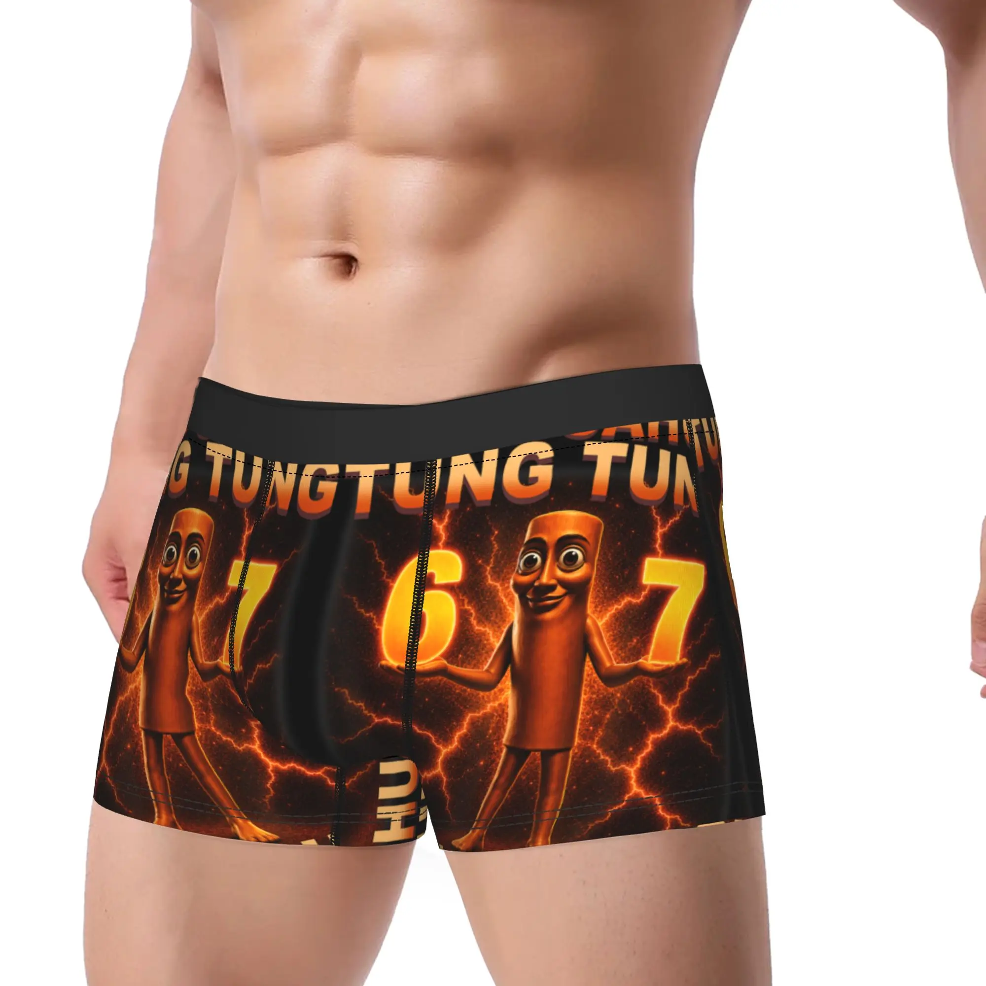 Tung Tung Tung Sahur Six Seven 67 Meme Underwear  Male Panties Pattern Comfortable Trunk Quality Shorts Briefs Large Size