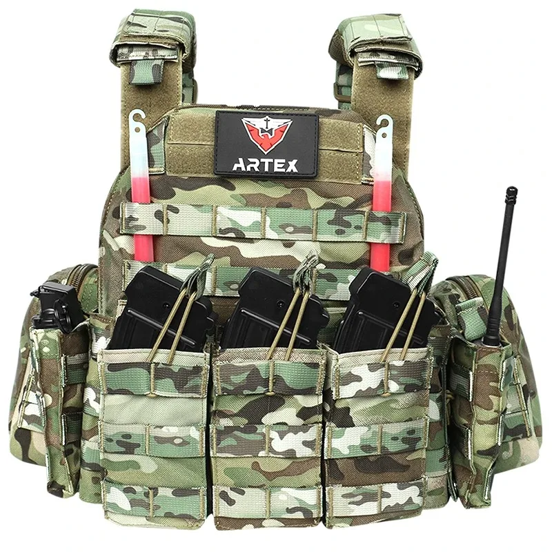 Gilet tattico con buste per piastre, armatura da caccia, gilet da allenamento regolabili, fodera in rete 3D traspirante