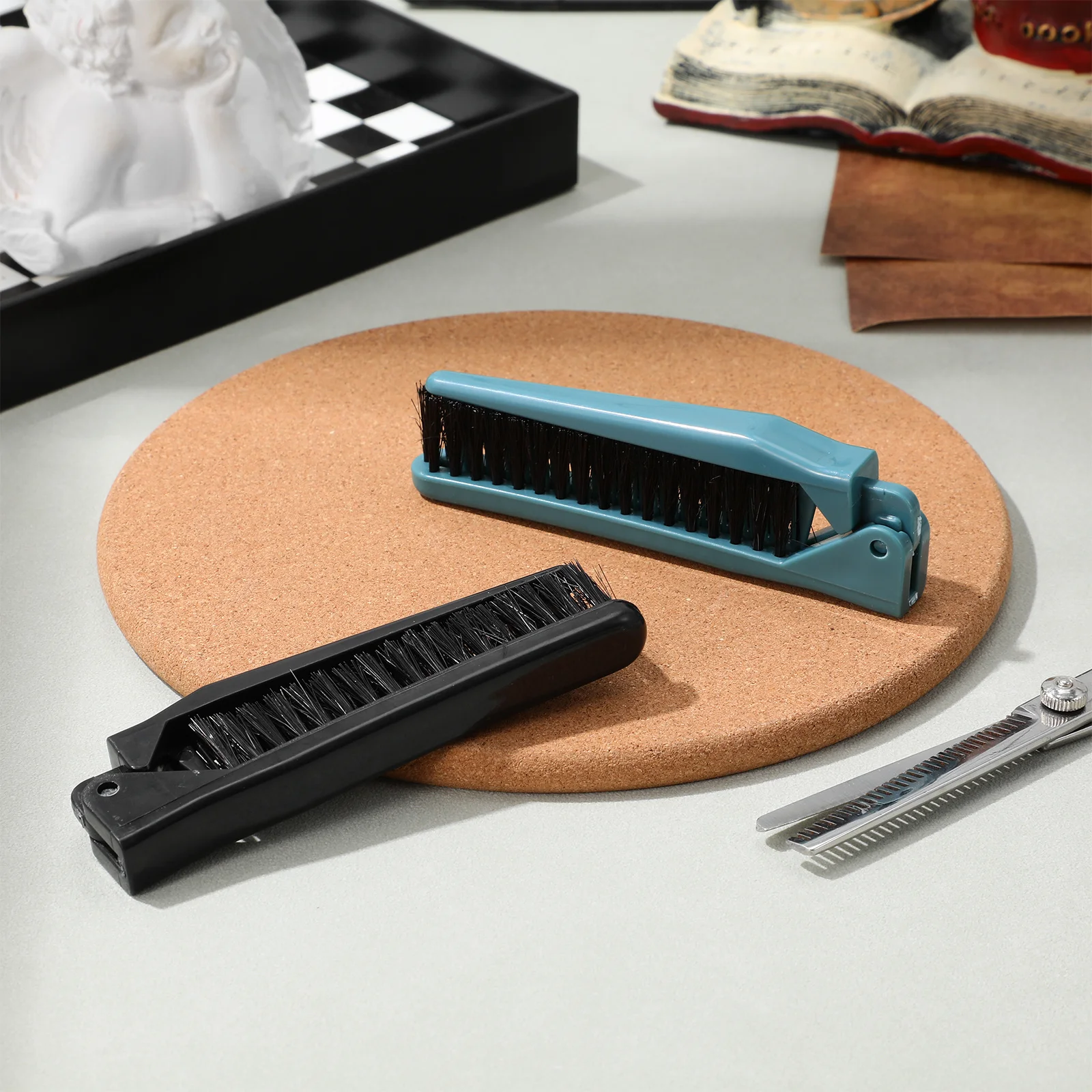 قطعتان من مشط التدليك القابل للطي للسفر، أداة تصفيف الشعر المحمولة في صالونات تصفيف الشعر للرجال والنساء، مشط تصفيف الشعر