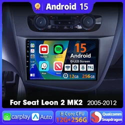 Android 15 Navigation Multimedia Player For Seat Leon 2 MK2 LHD 2005 - 2012 Carplay Auto Stereo wifi+4G video Car radio Ai voice