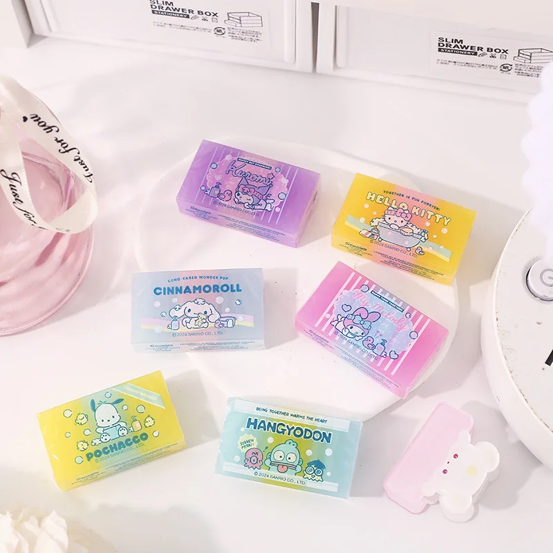 

36pcs/lot Sanrio Kitty Hangyodon Eraser Cartoon Pochacco Kuromi Writing Drawing Pencil Erasers Stationery Gifts School Supplies