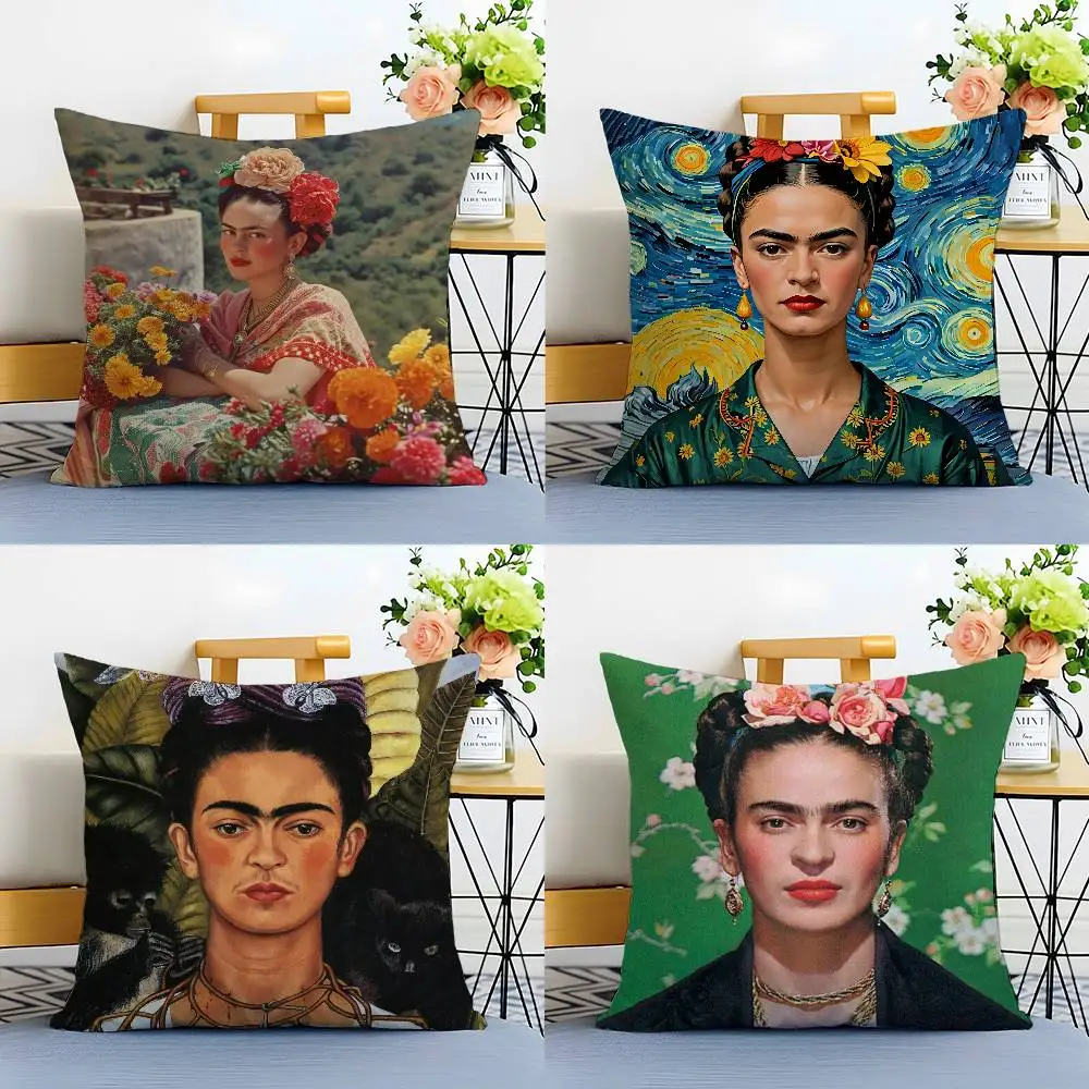 F-Frida Kahlo SINGER Pillow Case Anti-dustmite Invisible Zipper Sofa Bed
