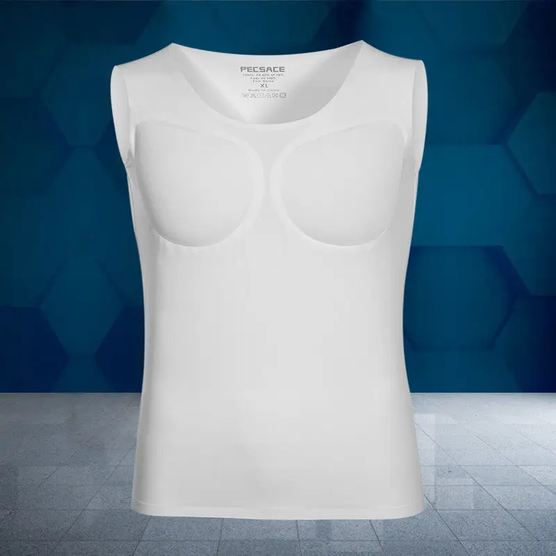 Männer Body Shaper Gefälschte Muskel Enhancer ABS Unsichtbare Pads Top Cosplay Brust Shirts Weichen Schutz Fitness Muskel Unterhemd