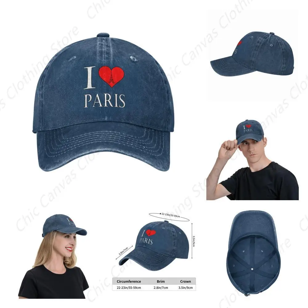 

Printed Cowboy Hat I Love Paris Eiffel Tower Men's Truck Hat Adjustable Outdoor Baseball Hat