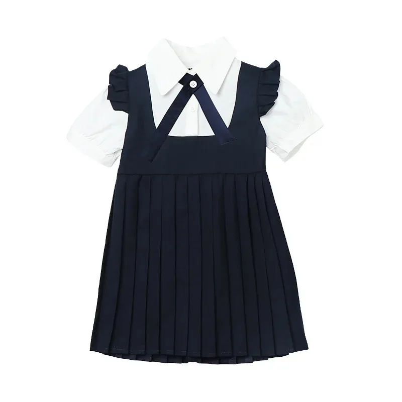 Children School Uniform Girls Shirts Solid Skirt Suits Boys Formal Dress Toddler Student Clothes Sets Kids British Class Outfits