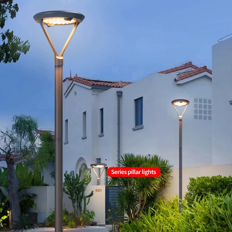 Solar courtyard light outdoor waterproof villa landscape light park human sensing street light super bright garden high pole