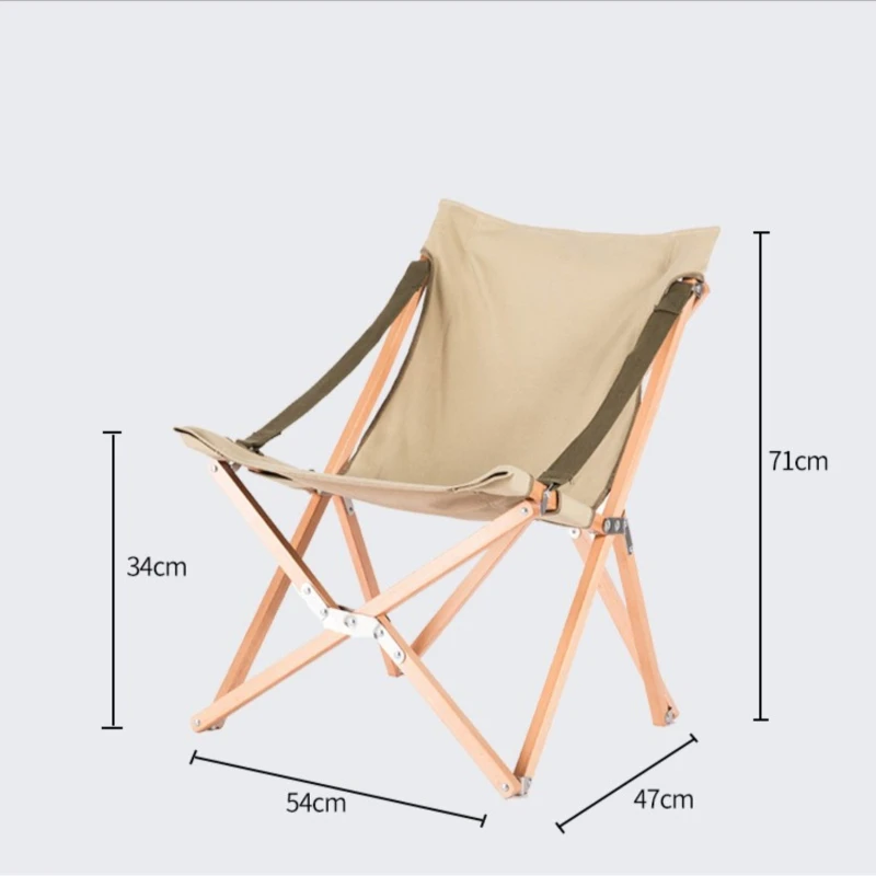 Xk Jungle Diary Solid Wood Folding Chair Outdoor Canvas Butterfly Chair Camping Camping Chair