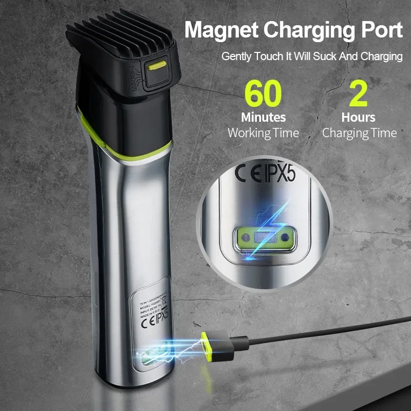 RESUghts-Tondeuse à cheveux multifonctionnelle pour hommes, machine de découpe de cheveux étanche IPX5, charge rapide USB, tondeuse pour hommes, 15 en 1