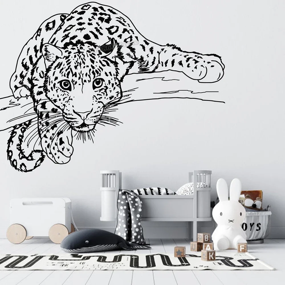 Leopard Vinyl Wall Decals Cheetah Animals Art Wall Stickers Wild Cat Vinyl Sticker Bedroom Decor Nursery Wild Pet Murals B594