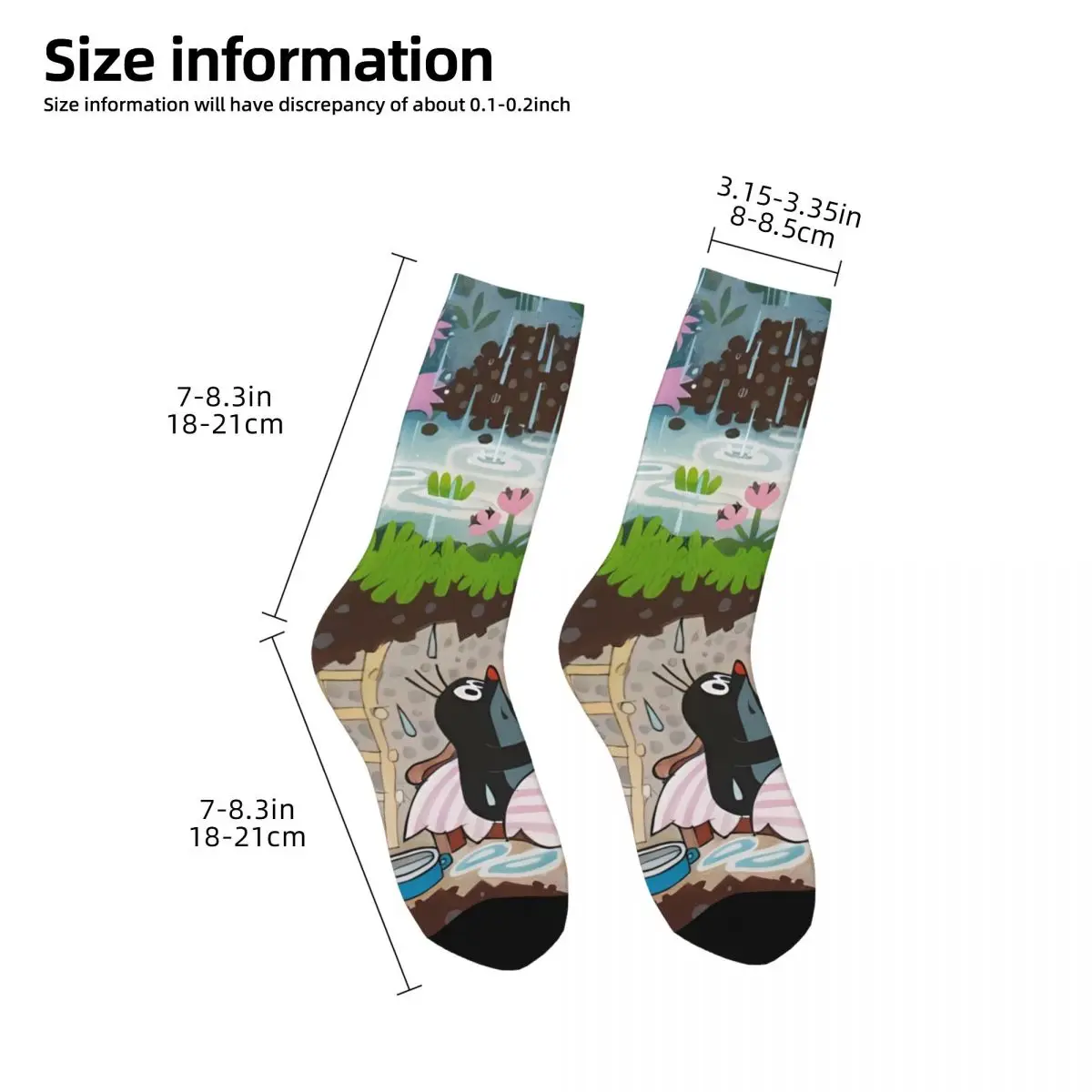 Funny Crazy Sock for Men Krtek Harajuku The Little Mole Breathable Pattern Printed Crew Sock Novelty Gift