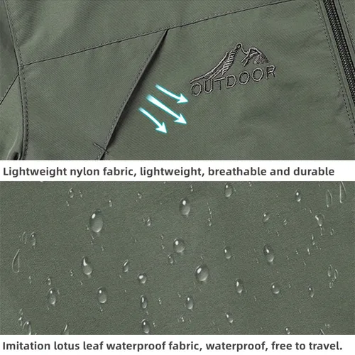 Imagen 2 del producto Chaquetas cortavientos impermeables para hombre Naturehike, chaqueta táctica informal para senderismo, abrigo a prueba de viento con capucha y múltiples bolsillos para pesca