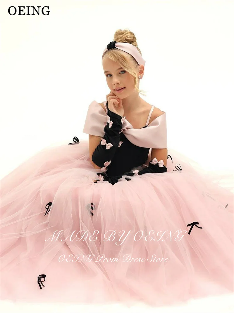 BOEING Luxus Ball Blumenmädchenkleider Schulterfrei Applikationen Hochzeitskleid Bodenlang Prinzessin Geburtstagskleid Maßgeschneidert