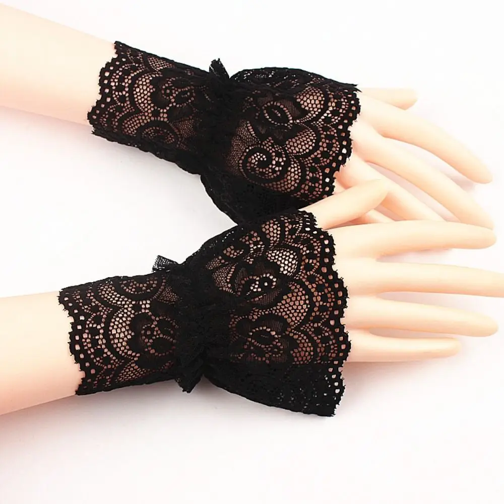 1Pair Sun Protection Arm Cover Scar Cover Sweater Decorative Ruffles Elbow Sleeve Fake Sleeve Detachable Sleeve Cuffs Lace Cuffs