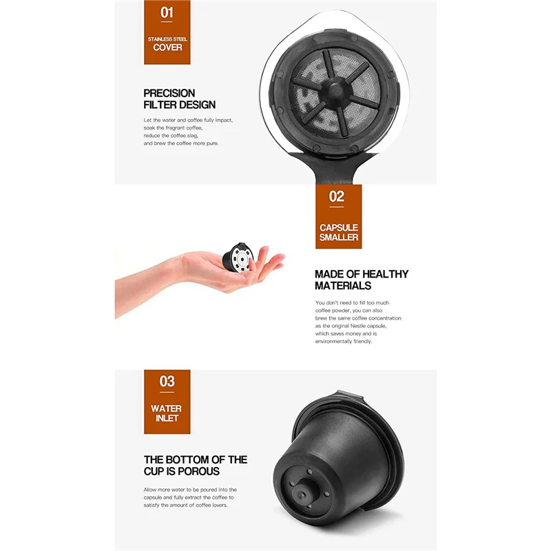 A97T 15 Pcs Coffee Filters For Nespresso Stainless Steel Mech Refillable Coffee Capsule Pod Dripper Basket Cup Cafeteira