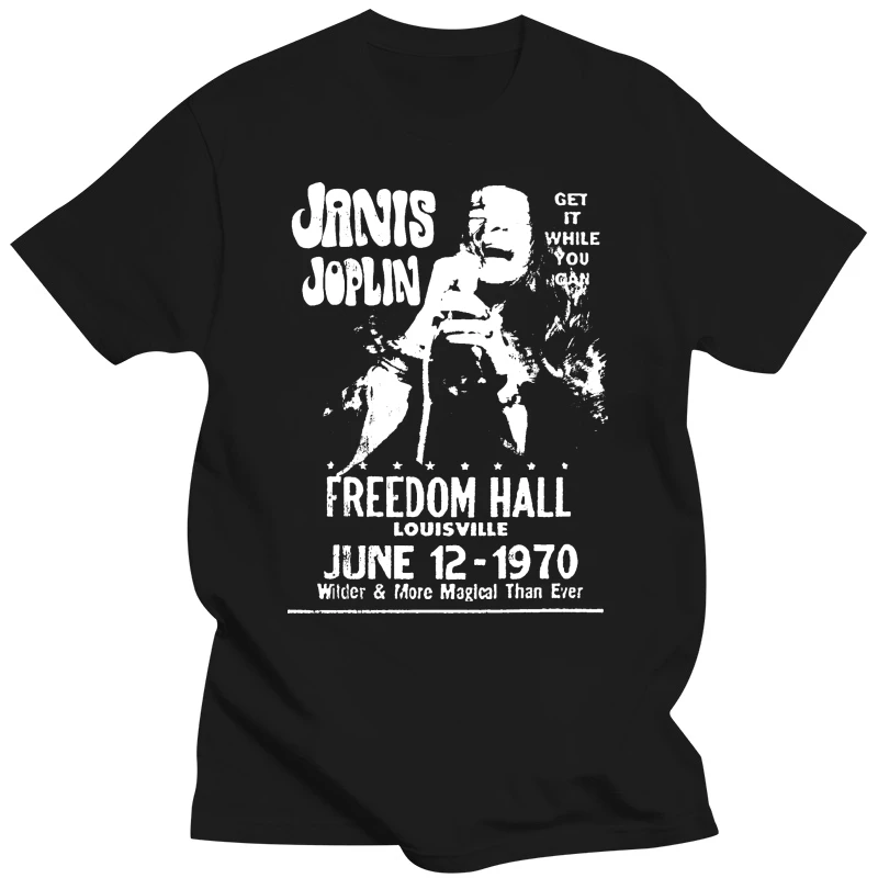 New Authentic Janis Joplin Live at the Freedom Hall Concert 1970 poster T-shirt