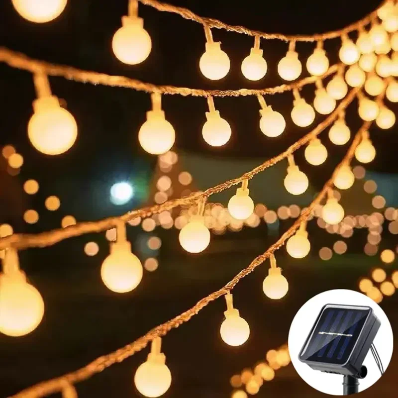 Outdoor Solar Cute Honey Bee Bubble Ball Fairy String Lights 8 Modes Wedding Garland Lamp for Christmas Decoration 20/50/100LEDs