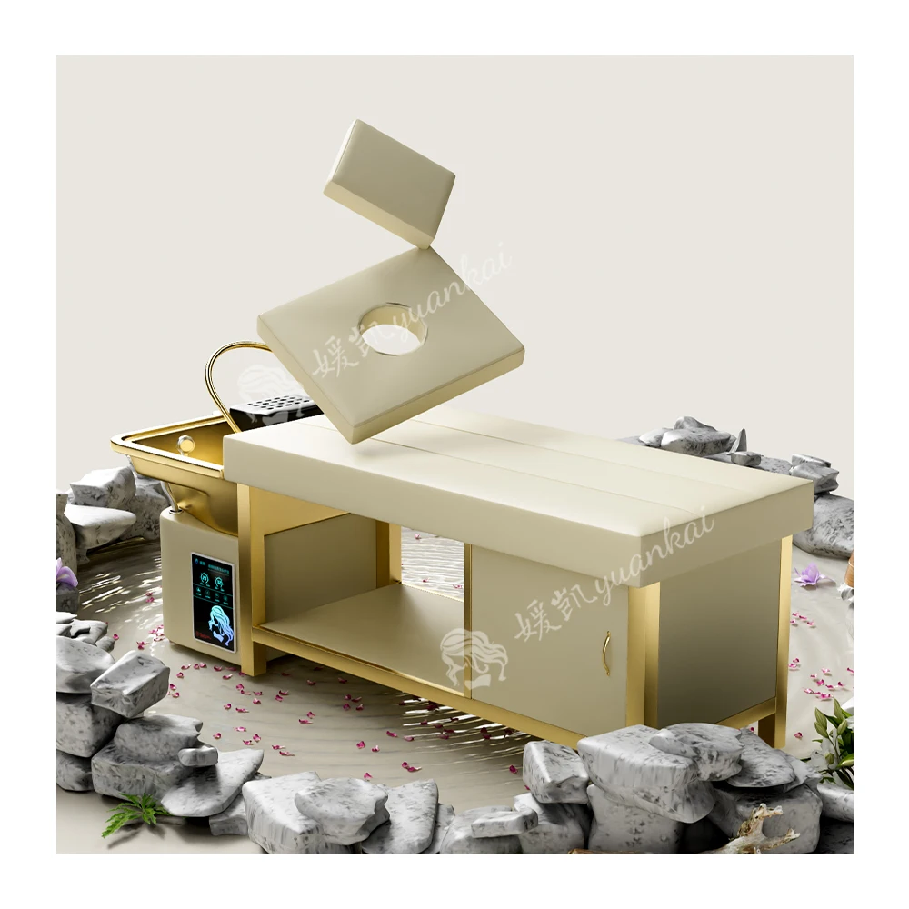 High-End Full Gold Shampoo Bed Beauty Salon Beauty Hairdressing Special Thermostatic Water Heater Head Spa Massage Bed